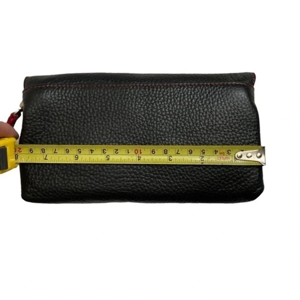 Borlino black Italian leather clutch bag wristlet